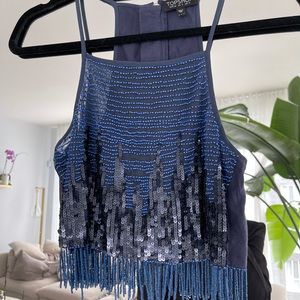 Blue beaded crop
